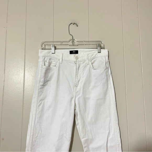 7 For All Mankind High Waist Cropped Straight White Jeans Size 29 - Picture 2 of 12
